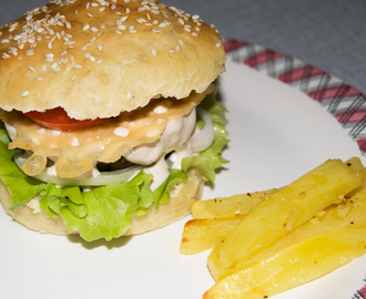 Hamburgare med potatisstänger