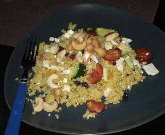 Fruktig bulgur med chorizo och feta