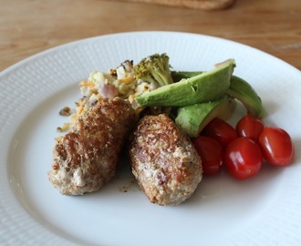 Gluten- och mjölkfri rotfruktsgratäng med lammfärsbiffar