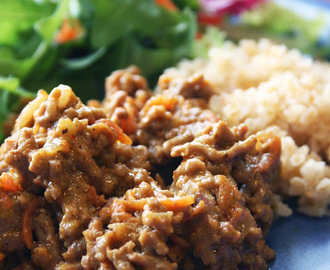 Curry- och köttfärsröra med bulgur