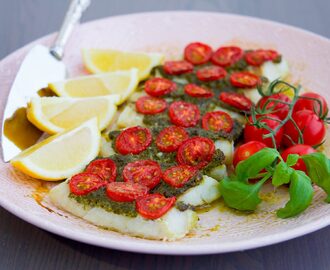 Ugnsbakad torsk med pesto