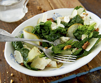 Päron- och spenatsallad med citronricotta