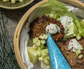 Spicy tuna med chimichurrimajonnäs och melonsallad