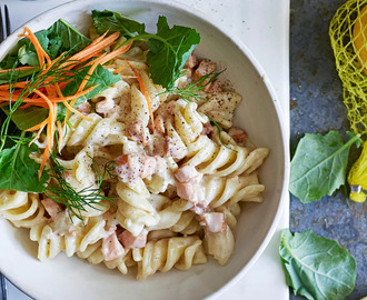 Pasta med kallrökt lax