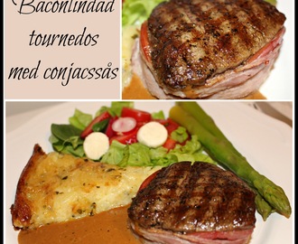 Baconlindad tournedos med conjacssås