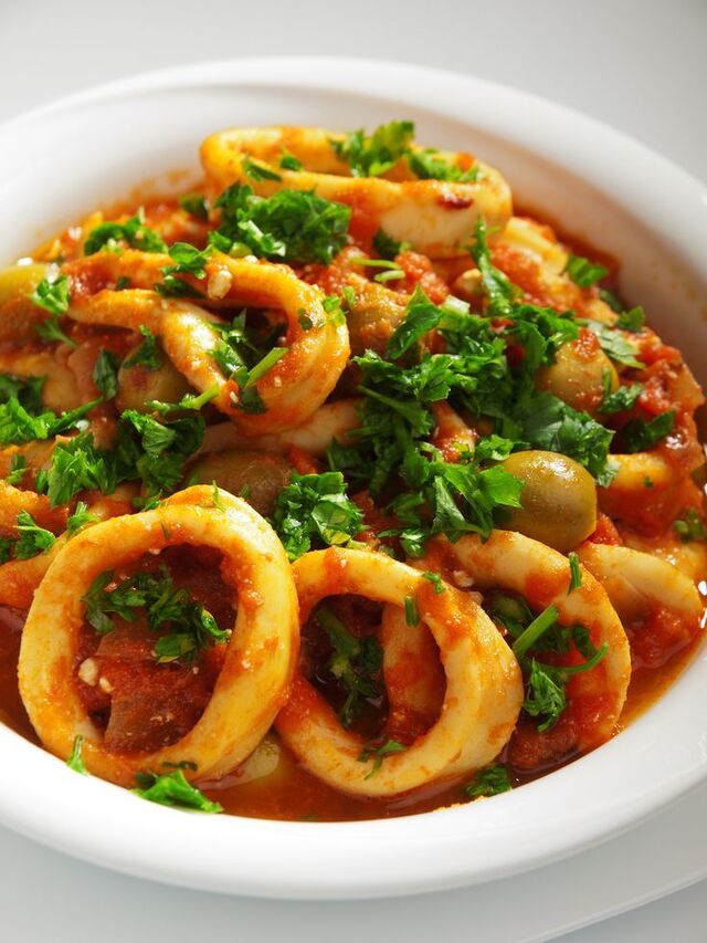Recipe for Greek Style Spicy Calamari | Greek recipes, Seafood recipes, Calamari recipes