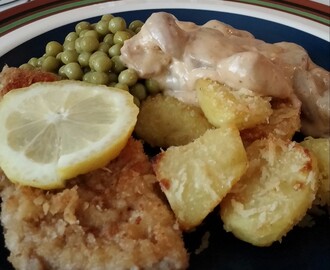 Schnitzel med krämig champinjonsås