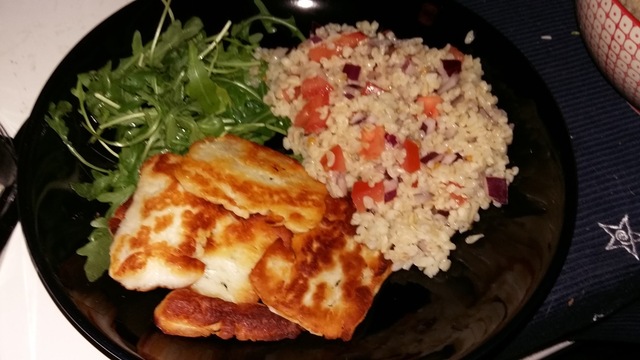 Risotto med halluomi och ruccola