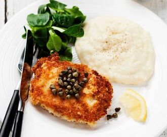 Fläskschnitzel med ost och kapris