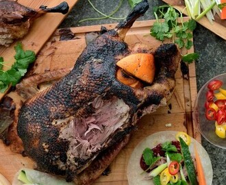 Crispy duck med hallon-hoisin.