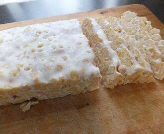 Tempeh av gula ärtor och tempehburgare