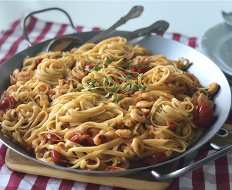 Pasta med Räkor, Körsbärstomater och Citron