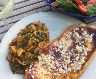 Palak paneer med hällbakat naan