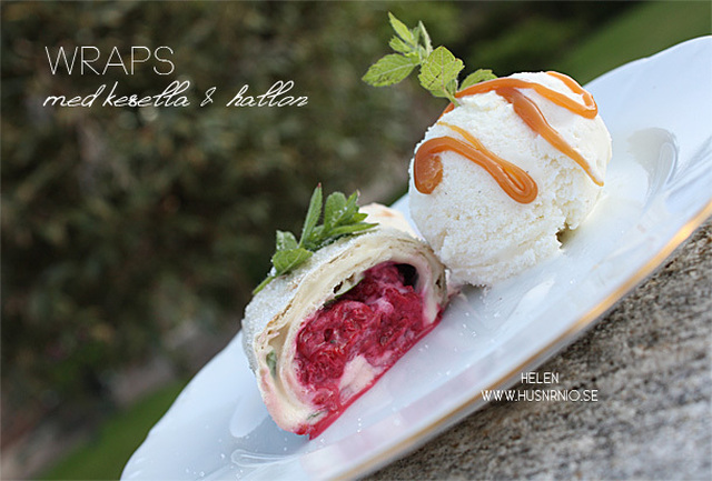 Dessert-Wraps med kesella & hallon