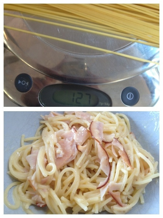 Spagetti carbonara - 390 kcal