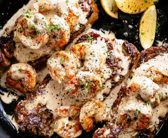 Steak & Creamy Garlic Shrimp (Surf and Turf)