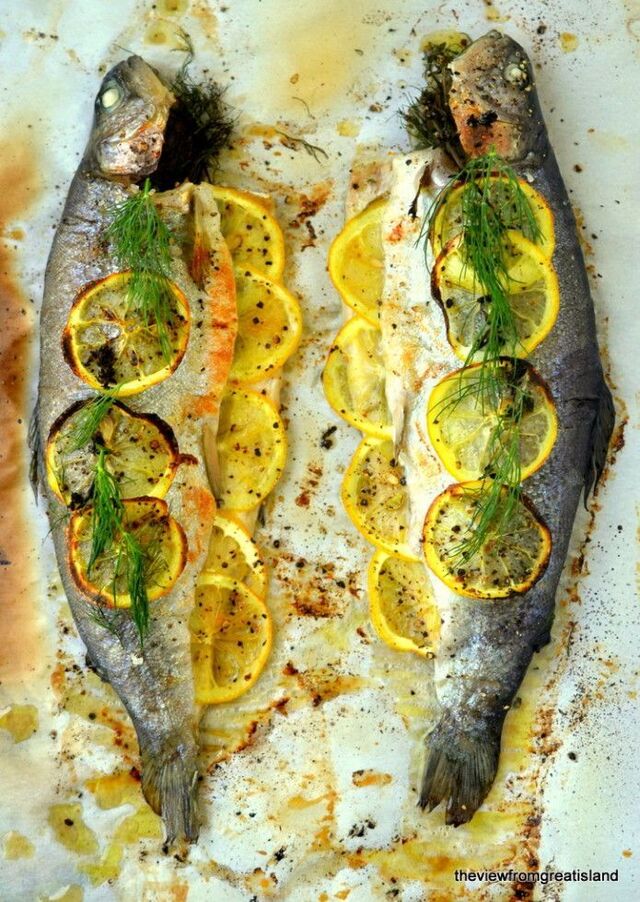 Whole Baked Trout with Herb Salsa - The View from Great Island | Whole fish recipes, Baked whole fish, Baked trout