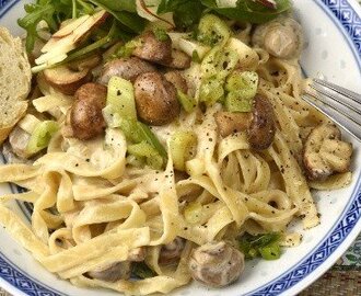 Vegansk pasta med svamp