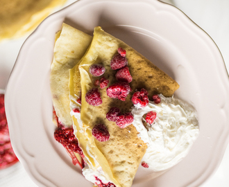 Sweet crepes with raspberry chia jam