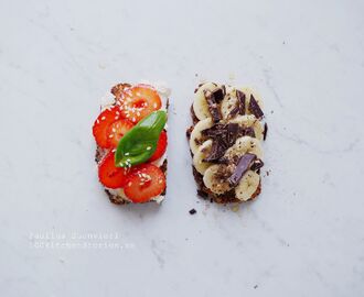 Wholegrain Toasts with Strawberry Cream Cheese or Banana Chocolate Sea Salt