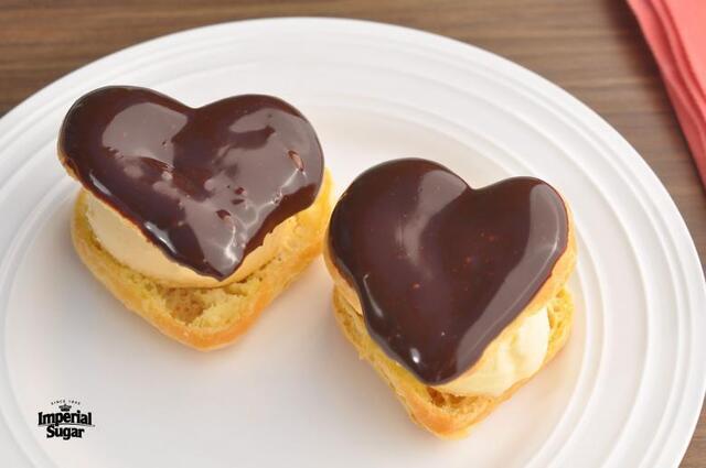Heart Puff Pastries with Ice Cream 