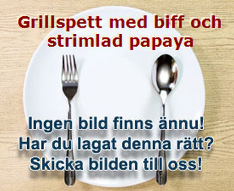 Grillspett med biff och strimlad papaya