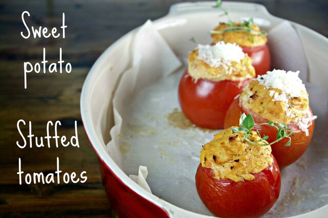 Fyllda tomater med sötpotatiskräm // Sweet Potato Stuffed Tomatoes