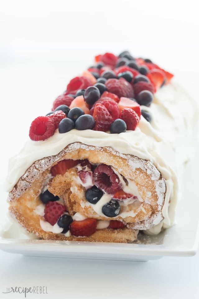 Triple Berry Angel Food Cake Roll (a Red, White and Blue dessert) + VIDEO