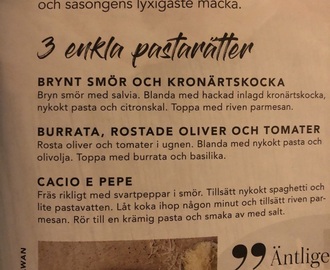 Pasta m brynt smör, salvia o kronärtskocka