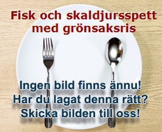 Fisk och skaldjursspett med grönsaksris