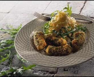 Ovnstegte ål med persille og pasta i citronfløde