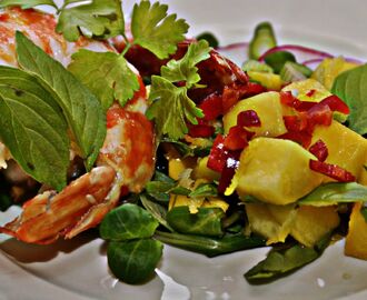 Gambas/Scampi med mangosallad