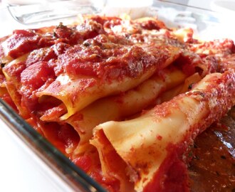 Stuffad canelloni med tomattäcke