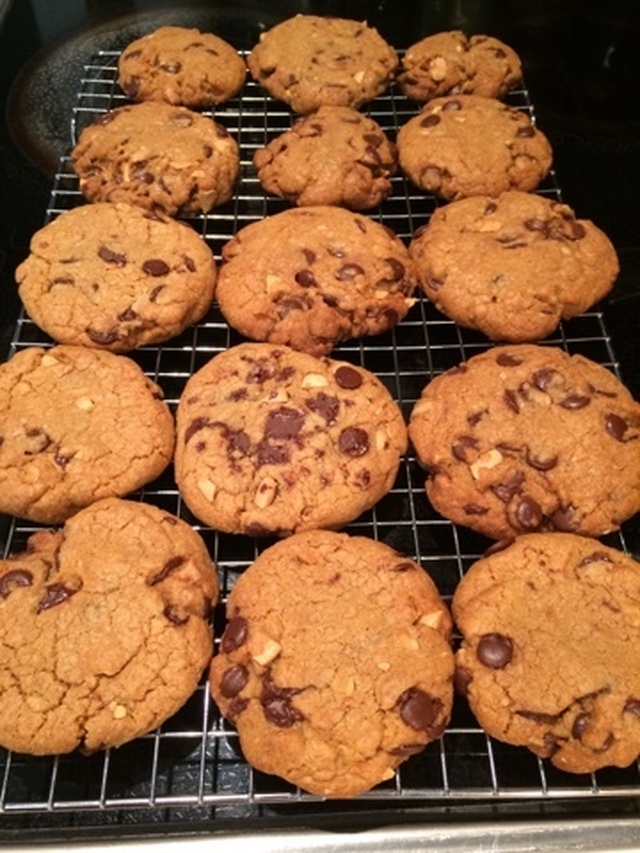 Chocolate chip cookies med salta mandlar