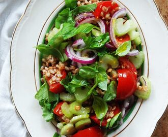 Sallad med matvete, tomat och selleri