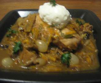 Kyckling rödvinsgryta, (coq au vin)