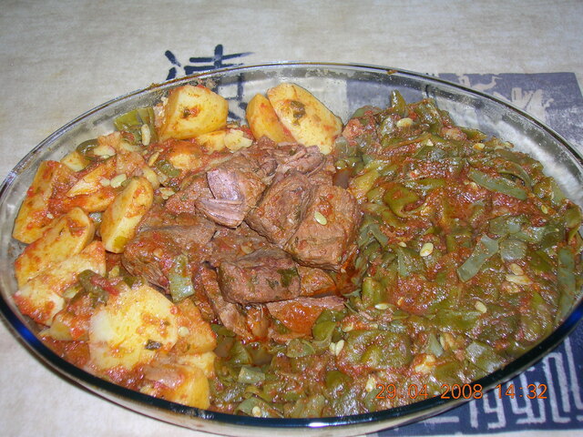 Grekisk köttgryta med gröna bönor och potatis