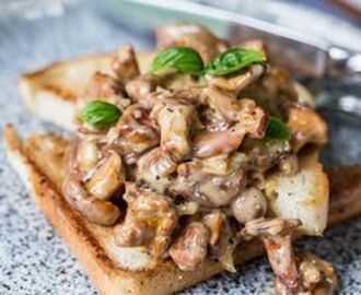 Gräddstuvade kantareller på toast! (Fredrik Fika) | Matrecept, Vegetariska förrätter, Mat och dryck