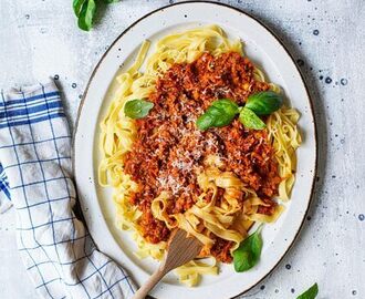 Bolognese på gula ärtor