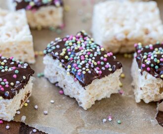 Rice krispie treats med choklad