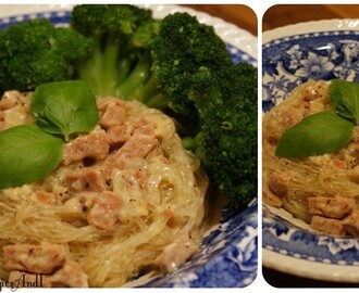 Vegetarisk Pasta Carbonara med lowcarb nudlar!