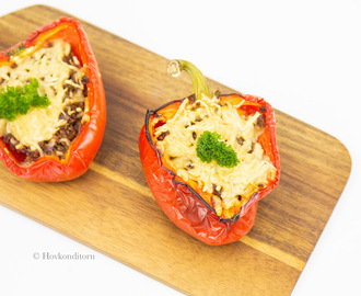 Minced Meat & Cream Cheese Stuffed Bell Peppers