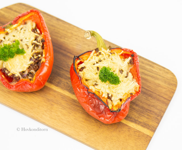 Minced Meat & Cream Cheese Stuffed Bell Peppers