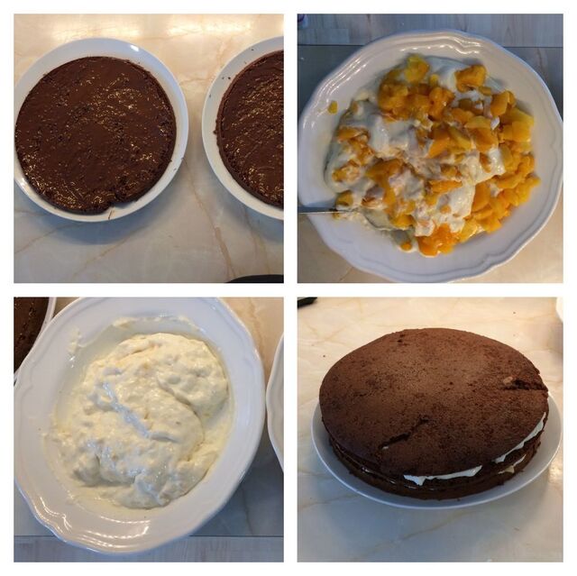 Cream cheeze, chokladtårta med mango och ananas 