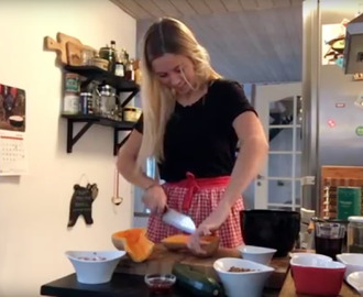 VIDEO: Fyldt butternut squash med ristede mandler
