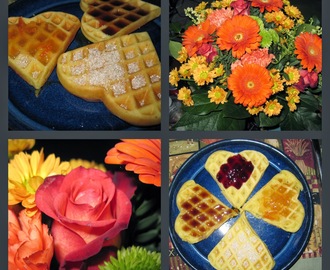 Vafler på waffle maker - Blomsterbuket - Mors Dag