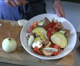 Ratatouille med svampe, peberfrugt og aubergine