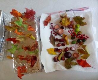 Leaves,berries and nuts made of flowerpaste and platinum paste .