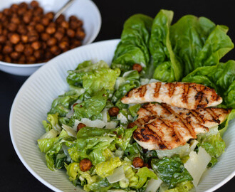 Caesar Salad with Homemade Dressing and Crispy Chickpeas