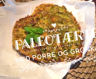 Porre og grønkåls paleotærte med øko-kødbund